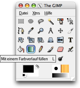 Das Werkzeug Farbverlauf im Werkzeugfenster